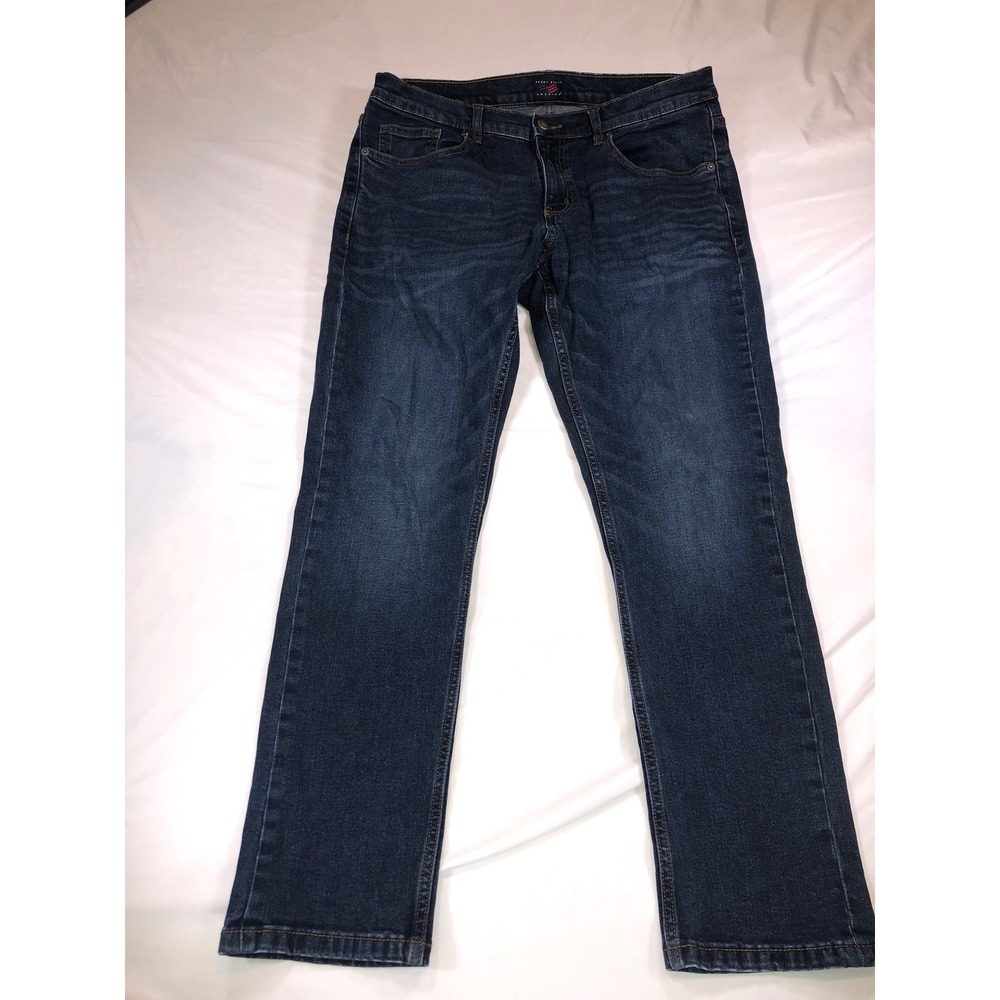 Perry Ellis America Mens Straight Leg Jeans Dark Wash Blue Denim 32x30 00613